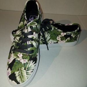 Green Floral Vans